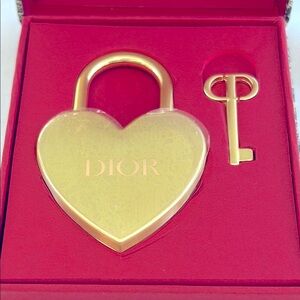 Dior Gold Heart Lock and Key Set NEW In Box